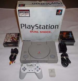 Play Station 1 - Fat - Chipeada - 10 Juegos + Volante