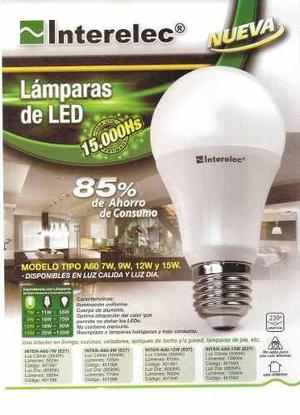 LAMPARA LED BULBO 7W INTERELEC (fria) PACKx10