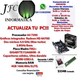 KIT DE RENOVACIÓN AMD APU A+MOTHER GIGABYTE+4GB RAM