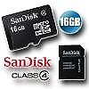 Memoria Micro SDHC 16 GB c/Adaptador Clase 4 SANDISK