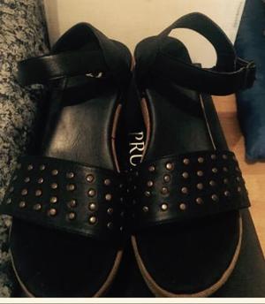 Sandalias cuero con plataforma gamuza FEBO