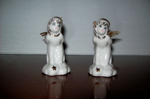 hermoso par de angeles antiguos de porcelana