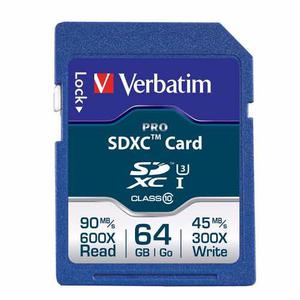 Memoria Sd Xc 64gb Verbatim Pro 600x Cl 10 Uhs 1 U3 4k 