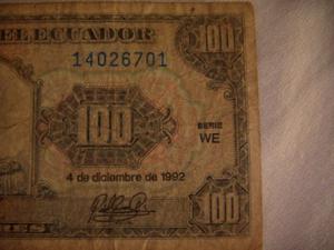 3 Billetes De Ecuador - 100 Sucres -  Y 