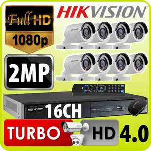 Kit Seguridad Hikvision Turbo 4.0 2mp Dvr 16 + 8 Camara 2mp