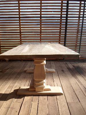 mesa de paraíso cepillado de 1,80 x 0,90 con pedestales