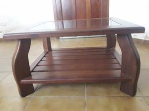 mesa ratona algarrobo y vidrio maderven