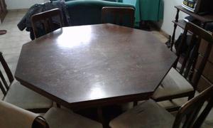 Vendo mesa hexagonal c/ 6 sillas