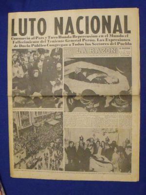 LUTO NACIONAL DIARIO LA RAZON - MUERTE DE PERON