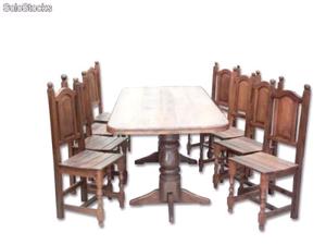 Mesa de algarrobo y 8 sillas