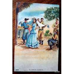 antigua  postal el pericon nacional baile tipico