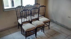 6 sillas antiguas de madera tallada