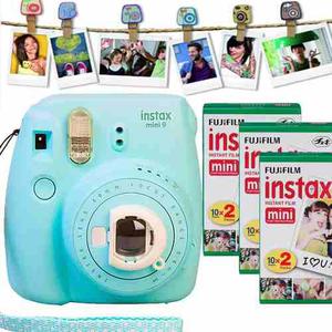 Instax Mini 9 Celeste Hielo 60 Fotos 10 Broches Oficiales