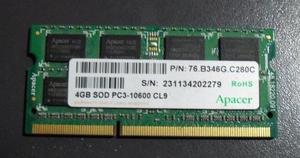 MEMORIA NOTEBOOK NETBOOK 4GB DDR3 APACER SOD PC CL9