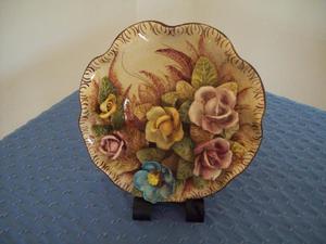 Plato cerámica con flores