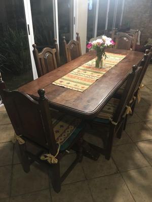 Juego de Comedor Completo: Mesa De Algarrobo Con 8 Sillas