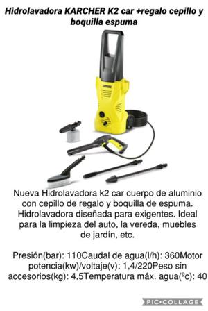 Hidrolavadora K2 Car NUEVA!!+regalo(cepillo+boquilla espuma)