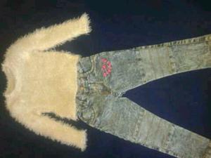 Pelo de mono nena + jeans T.5