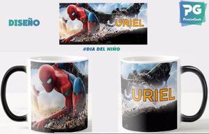 Taza Magica Spiderman Superheroes Personalizada Dia Del