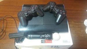 Playstation 3 Slim En Caja 2 Joysticks + Move + 20 Juegos