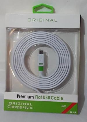 CABLE USB DE 2 MTS - ORIGINAL PREMIUM FLAT USB CABLE LA