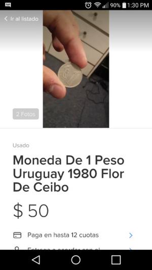 Moneda De 1 Peso Uruguay  Flor De Ceibo