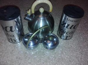 VENDO!!! JUEGO DE PAVA +LATAS+ SET DE AZUCAR Y YERBA!!!