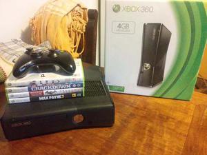 Xbox 360 Slim 250gb Completa Con 4 Juegos Y Caja