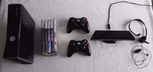 Xbox 360 Slim 250gb + Kinect + 2mandos + 11juegos + Headset