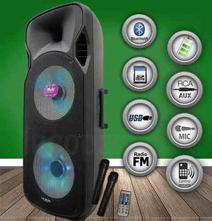 Bafle Potenciado Gbr Woofer 15´´ X 2 Usb-bluetooth Karaoke