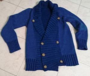 CAMPERA LANA AZUL CON CUELLO TALLE 40