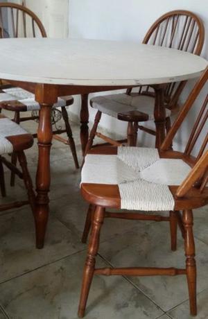 Juego comedor antiguo vintage shabby chic country campo mesa