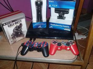 Play station 3, 2 joystick 5 juegos camara y move muy poco