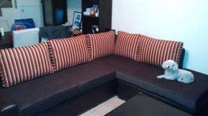 Sofa esquinero tela y cuerina