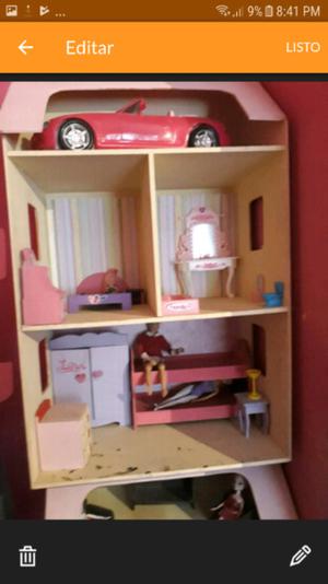 Casita de barbies de madera