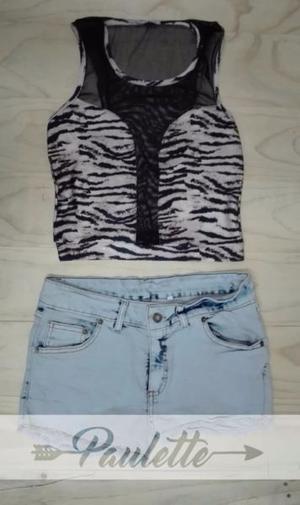 Top animal print, top negro