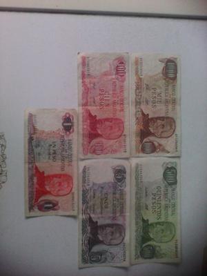 billetes Argentinos antiguos lote2 consta de 5 billetes