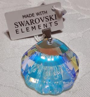 DIJE SWAROVSKI ELEMENTS OSTRA TORNASOL + CADENA ACERO