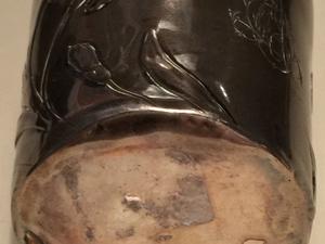 Vaso Metal plateado labrado con punzón antiguo siglo 19