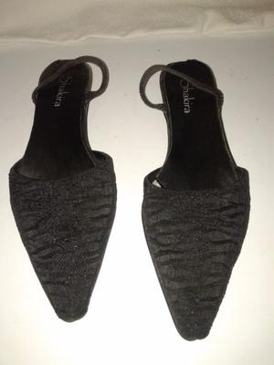 Zapato De Tango Stiletto 7,5 MUZY Con Pulsera Cuero Negro
