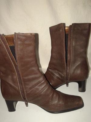 Botas Cuero Marron media caña nro 37,5c,taco 5, poco uso