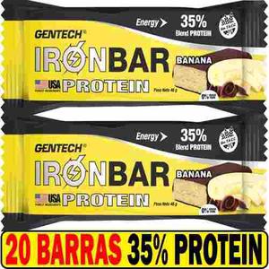 Iron Bar Gentech 20 Barras Proteicas 46 G C/u Banana Sin Tac