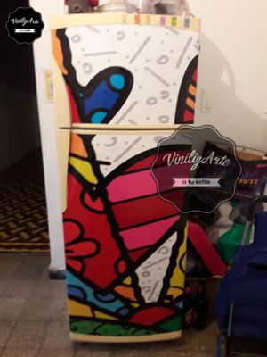 Vinilo Romero Britto deco - ploteo heladera