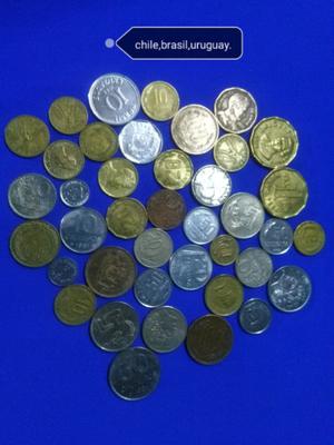 Monedas brasil,chile,uruguay.