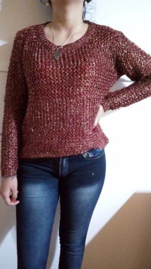 Sweater brillante bordo