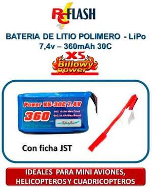 Batería Litio Polímero Lipo 7.4v 360mah - Maxima Calidad
