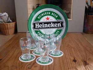 Heineken Bandeja Mozo + 6 Vasos + 6 Posavasos