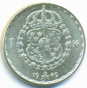Jmm Suecia: Gran Moneda De Plata 1 Krona  Bu Sin Circ.!!