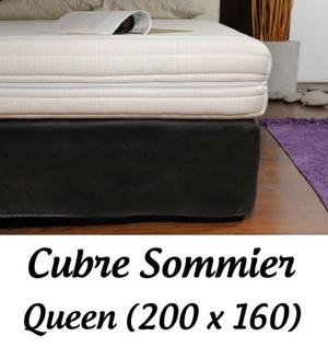 Cubre Sommier Ecocuero Queen Size 200x160 Negro
