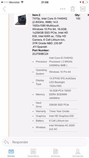 Vendo Notebook Lenovo T470p pantalla tactil REMATO! URGENTE!